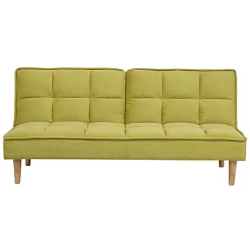 Sofa Bed Green 3 Seater Reclining Back Quilted Beliani