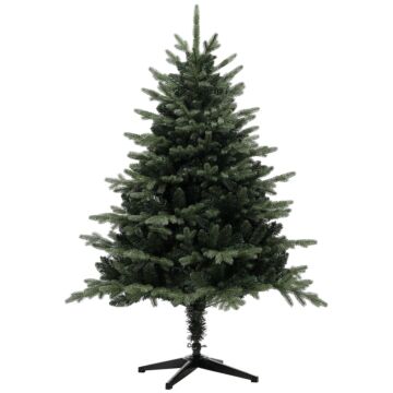 Homcom 5ft Artificial Spurce Christmas Tree With 1121 Branch Tips And Foldable Steel Base, Realistic Hinged Xmas Tree, Holiday Décor For Home Office, Green