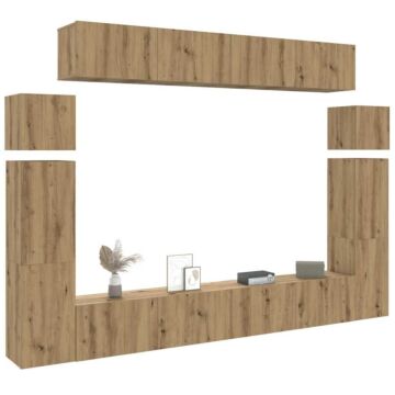 Vidaxl 8 Piece Tv Cabinet Set Wall-mounted Artisan Oak Engineered Wood