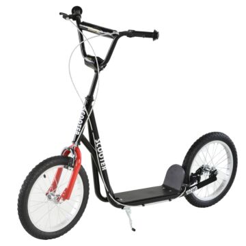 Homcom Scooter For Kids With Adjustable Handlebar, Anti-slip Deck, Dual Brakes, For Boys And Girls Aged 5+ Years Old, Black