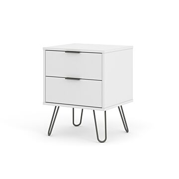 Augusta White 2 Drawer Bedside Cabinet