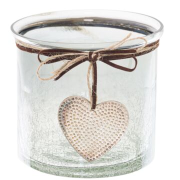 Smoked Midnight Crackled Heart Candle Holder