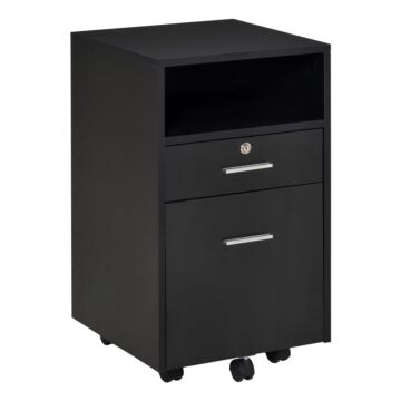 Vinsetto Mobile File Cabinet Lockable Storage Unit Cupboard Home Filing Furniture For Office, Bedroom And Living Room, 39.5x40x60cm, Black
