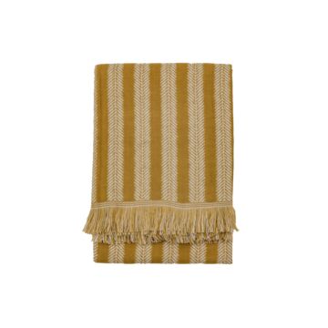 Jacquard Weave Throw With Fringe Ochre 1300x1700mm