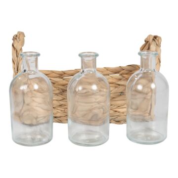 Set Of 3 Vases With Grass Tray