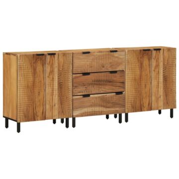 Vidaxl 3 Piece Sideboards Brown 60x33x75 Cm Solid Wood Acacia