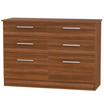 Contrast 6 Drawer Midi Chest In Noche Walnut