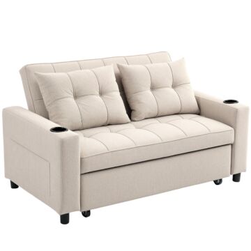 Homcom Two-seater Pull-out Sofa Bed - Beige