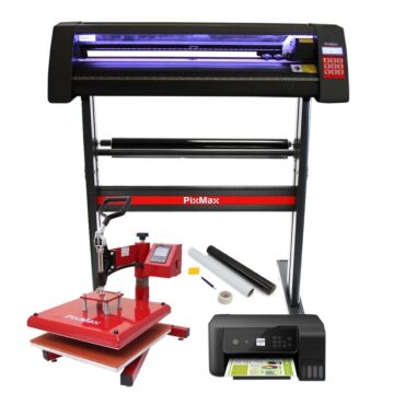 Pixmax 38cm Swing Heat Press, Vinyl Cutter With Leds And Printer Complete Start Up Bundle