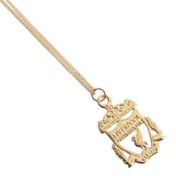 Liverpool Fc 18ct Gold Plated On Silver Crest Pendant & Chain