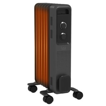 Homcom 1500w Oil Filled Radiator, 7 Fin, Portable Electric Heater With 3 Heat Settings, Safety Cut-off And Wheels, Grey