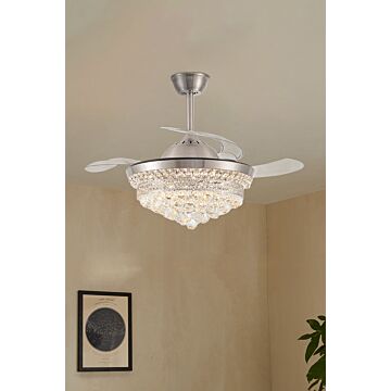 3 Blade Modern Crystal Ceiling Fan With Led Light