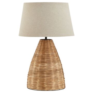 Conicle Wicker Table Lamp With Linen Shade