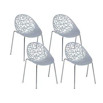 Set Of 4 Dining Chairs Grey Plastic Cut Out Modern Beliani