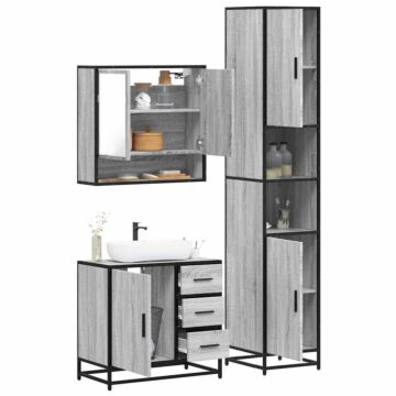 Vidaxl 4 Piece Bathroom Furniture Set Grey Sonoma Engineered Wood