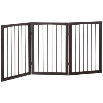 Pawhut Folding 3 Panel Pet Gate Wooden Foldable Dog Fence Indoor Free Standing Safety Gate Portable Separation Pet Barrier Guard