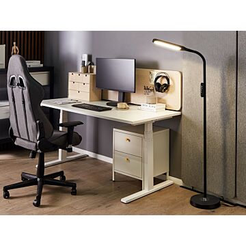Floor Led Lamp Black Synthetic Material 160 Cm Height Dimming Remote Control Modern Lighting Home Office Beliani