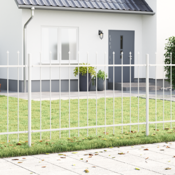 Vidaxl Garden Fence Set Of 6 White Steel Medium Durable