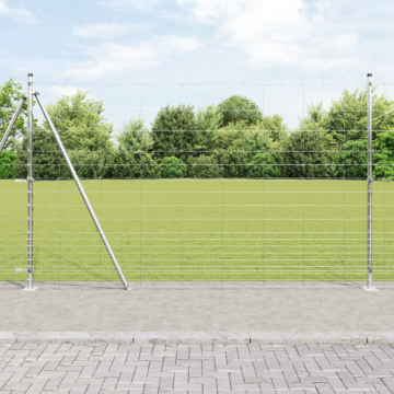 Vidaxl Field Fence 1.5x50 M Galvanised Steel, Vidaxl Fence Posts With Base Plates 13 Pcs Ø32mm 83.5cm Galvanised Steel