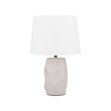 Bedside Table Lamp Pink Ceramic Base White Shade Beliani