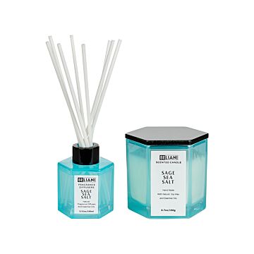 Set Of Scented Candle And Fragrance Stick Diffuser Pink 100% Soy Wax Cotton Wick Glass Fruity Sage Sea Salt Beliani