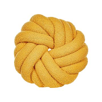 Knot Cushion Yellow Boucle 31 X 31 Cm Tied-up Plushy Decorative Modern Beliani