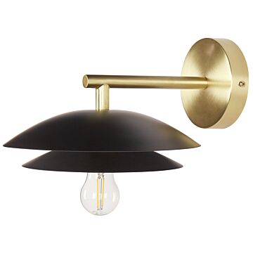 Wall Lamp Black Gold Metal 22 X 29 X 14 Cm Cone Shade Decorative Light Accent Lighting Modern Glam Beliani