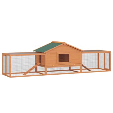 Pawhut Wooden Animal Cage W/ Ramp-golden Red
