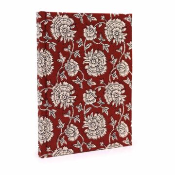 Cotton Bound Notebooks 20x15cm - 96 Pages - Burgundy Floral