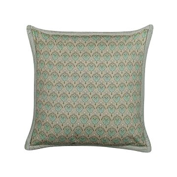 Decorative Cushion Cotton Leaf Pattern 45 X 45 Cm Removable Cover Zipper Decor Accessories Beliani