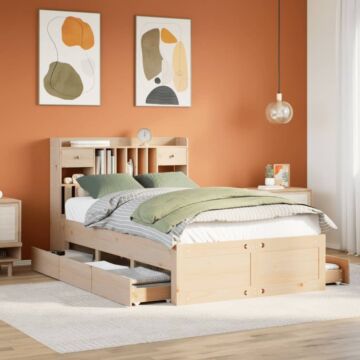 Vidaxl Bookcase Bed Without Mattress 120x190 Cm Small Double Solid Wood Pine