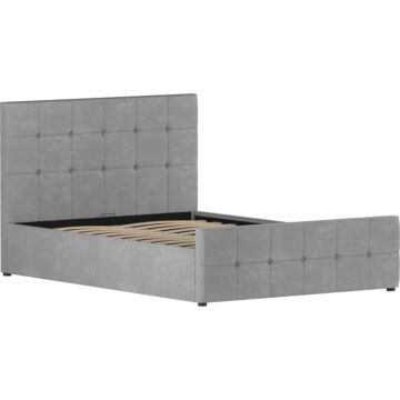 Vida Designs Valentina Double Ottoman Bed, Light Grey Velvet