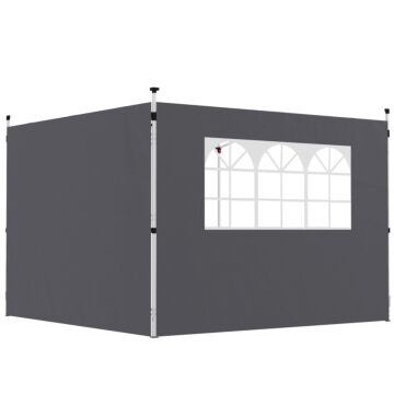 Outsunny 3 Meters Gazebo Replaceable Exchangeable Side Panel Wall Panels Walls With Window, Dark Grey