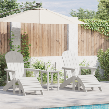 Vidaxl 3 Piece Garden Lounge Set White Hdpe, Vidaxl Adirondack Chair With Footrest White Hdpe, Vidaxl Adirondack Side Table White 38x38x45 Cm Hdpe