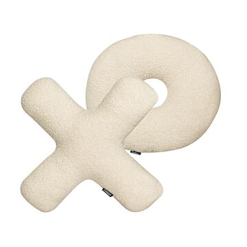 Set Of 2 Letter Cushions Beige Teddy Fabric Xo Throw Pillows Beliani