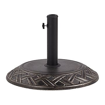 Parasol Base Brown Concrete 23 Kg Round Outdoor Umbrella Stand All Weather 3 Pole Adapters Beliani