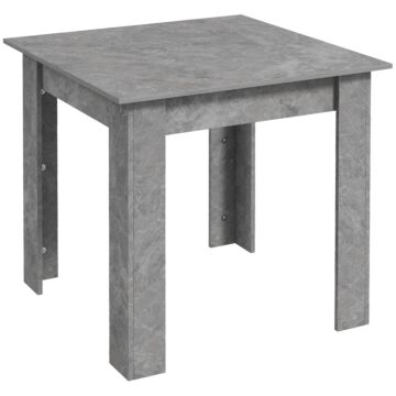 Homcom Square Dining Table, Modern Small Dining Table With Faux Cement Effect, Space Saving, Non-slip Foot Pads, Cement Grey