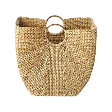 Basket Natural Water Hyacinth 51 Cm With Handles Handwoven Container Laundry Box Home Accessory Boho Style Beliani