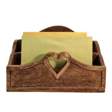 Mango Wood Letter Rack With Heart Design