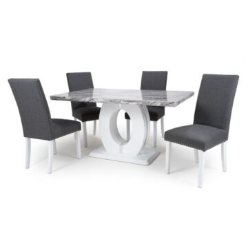 Neptune Medium & 4 Randall Steel Grey Dining Set