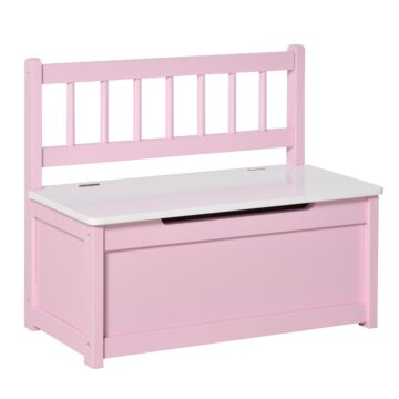 Homcom 2-in-1 Wooden Toy Box Kids Seat Bench Storage Chest Cabinet Organizer With Safety Pneumatic Rod 60 X 30 X 50cm Pink