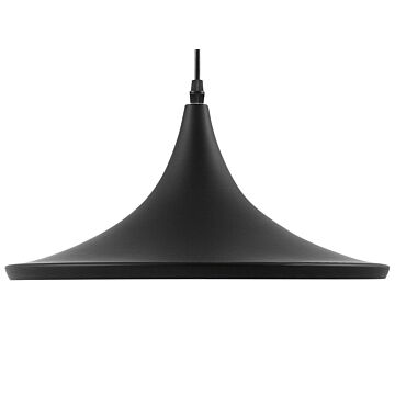 Hanging Light Pendant Lamp Matt Black With Gold Shade Geometric Modern Minimalistic Design Beliani