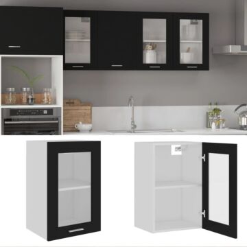 Vidaxl Hanging Glass Cabinet Black 40x31x60 Cm Engineered Wood