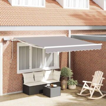 Vidaxl Manual Retractable Awning With Led Light Grey 300x250 Cm, Vidaxl Awning Replacement Fabric For 3x2,5 M Frame Light Grey