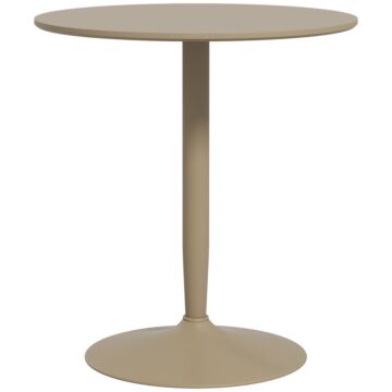 Homcom Round Dining Table, Modern Dining Room Table With Steel Base, Non-slip Foot Pad, Space Saving Dining Table, Light Brown