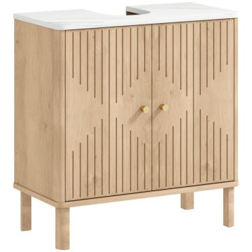 Homcom Under Sink Bathroom Cabinet For Basin Without Or With Pedestal - Oak