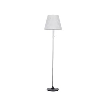 Floor Lamp Black White Polyester Iron 148 Cm Empire Shade Light Bedroom Living Room Retro Classic Beliani