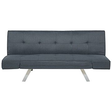 3 Seater Sofa Bed Dark Blue Upholstered Armless Modern Beliani