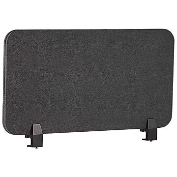Desk Screen Dark Grey Pet Board Fabric Cover 80 X 40 Cm Acoustic Screen Modular Mounting Clamps Home Office Beliani