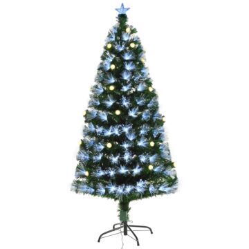Homcom Homcm 6ft White Light Artificial Christmas Tree W/ 230 Leds Star Topper Tri-base Full Bodied Seasonal Decoration Pre-lit Home